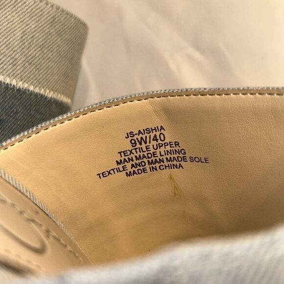 Jessica Simpson Blue Denim Patchwork Slip on Wedge Heel Sandals(Size 9W) - Picture 9 of 12